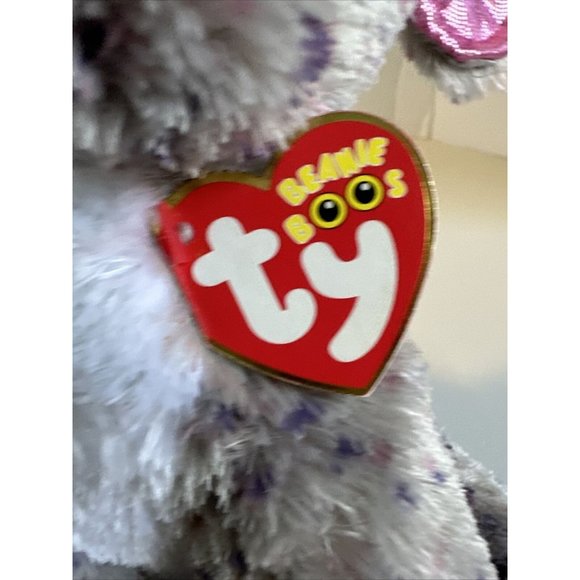 Ty SPECKS the Speckled Grey Elephant 9 Inch Beanie Boos Grey Pink Glitter W Tag - Picture 3 of 14